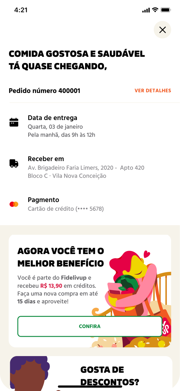 Fidelivup: revisão do pedido com créditos