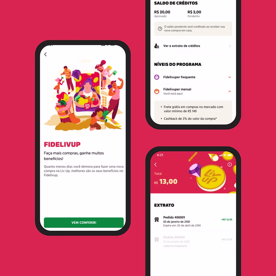 LivUp loyalty program screens