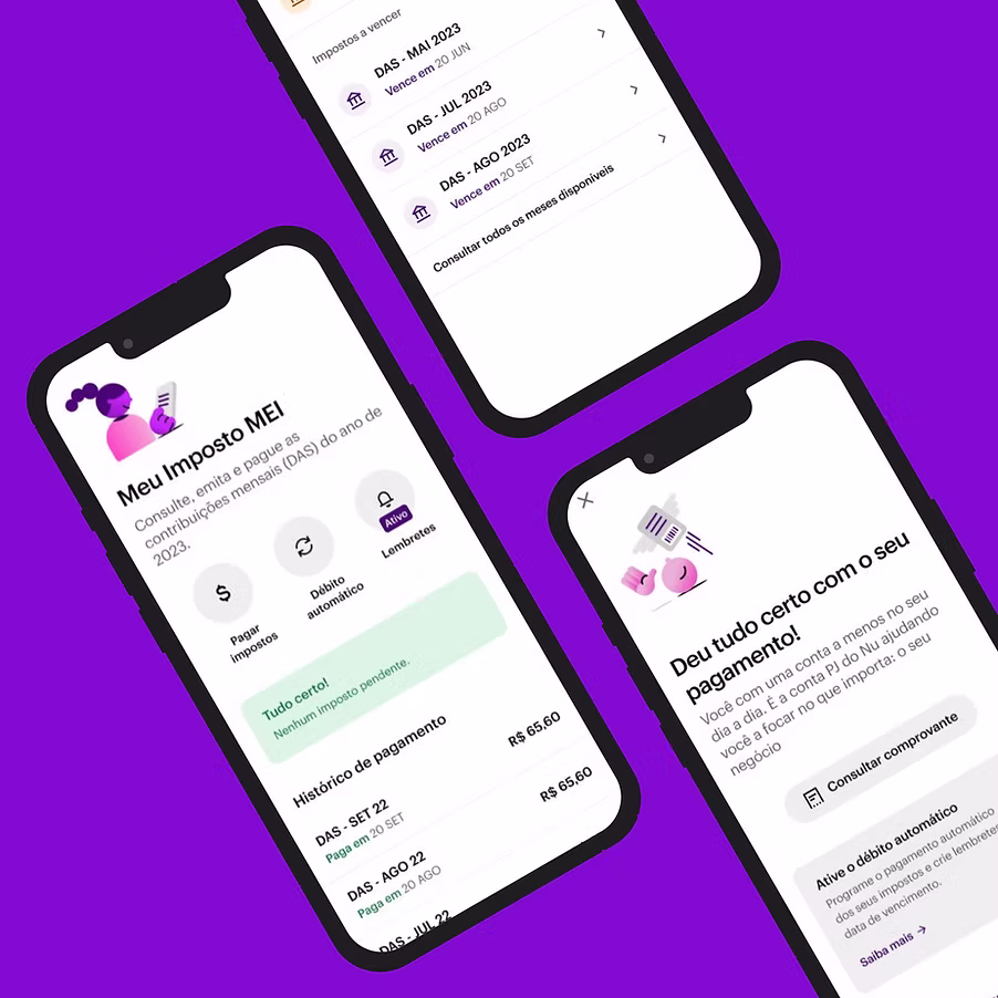 Nubank in-app DAS payment screens